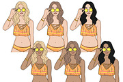 Hello Summer Girls Clipart, a Person Illustration by GlamArtZhanna (Thumbnail 3 of 4)