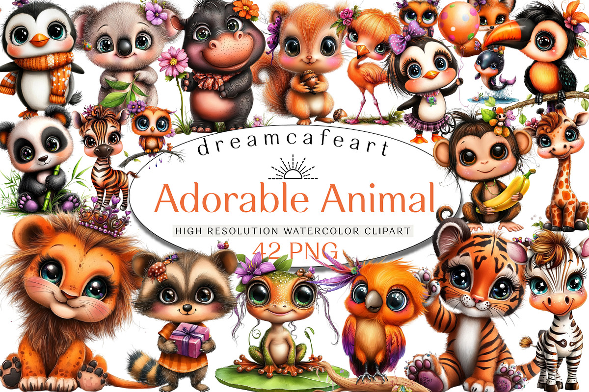 Adorable Animal World Clipart, an Illustration by DreamCafeArt (Photo 1 of 8)