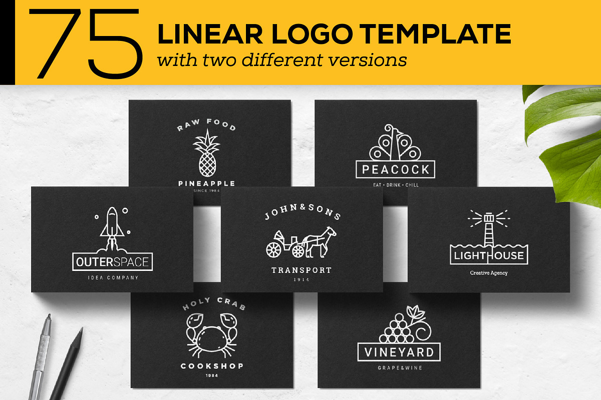 75 Linear Logo Templates, a Branding & Logo Template by Kursat Unsal (Photo 1 of 9)