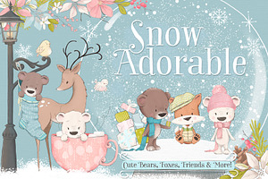 Christmas Woodland Animal Clipart, an Illustration by Pretty Little Lines