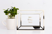 Styled golden frame mockup, a Print Template by JustLikeMyDesktop (Thumbnail 1 of 2)