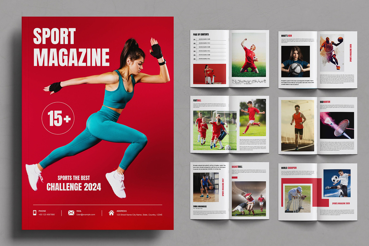 Sports Magazine Template Layout, a Magazine Template by ContestDesign (Photo 1 of 4)