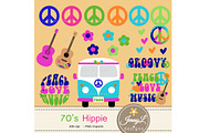70's Hippie Digital Paper Clipart, a Pattern Graphic by JennyL Designs (Thumbnail 2 of 5)