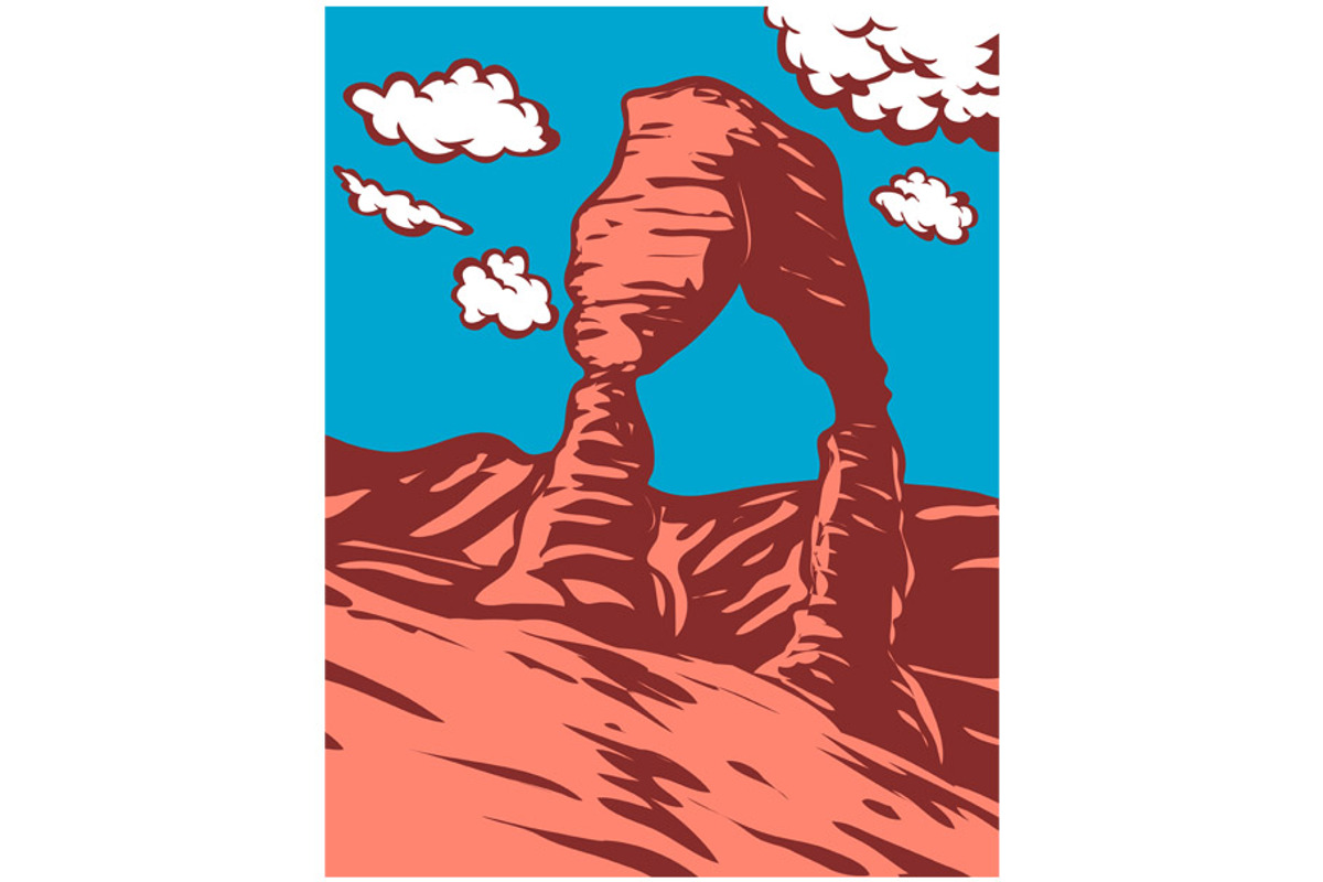 WPA Art Delicate Arch in Utah, an Illustration by patrimonio