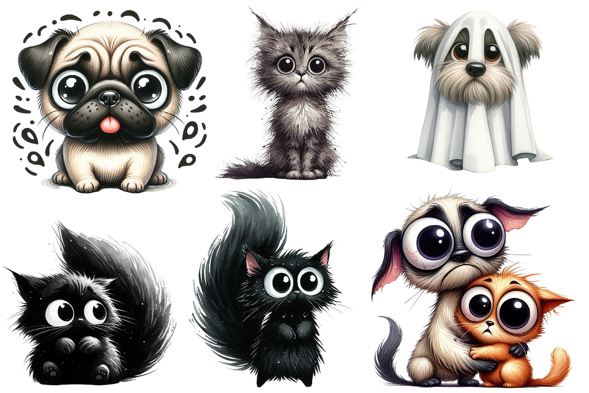 Funny Scary Dog and Cat Clipart, an Illustration by Designworld (Photo 3 of 4)