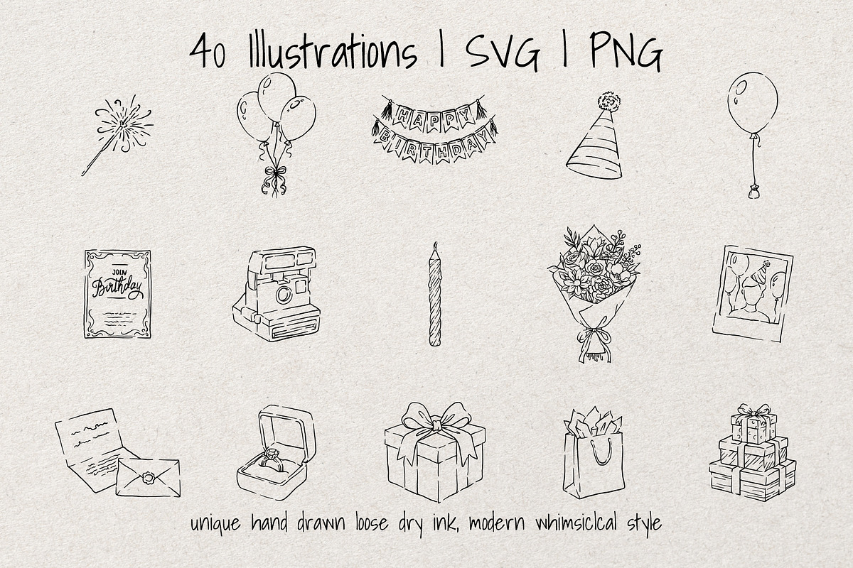 Birthday | Whimsical Sketch Bundle, a Decorative Illustration by Artalia (Photo 3 of 5)