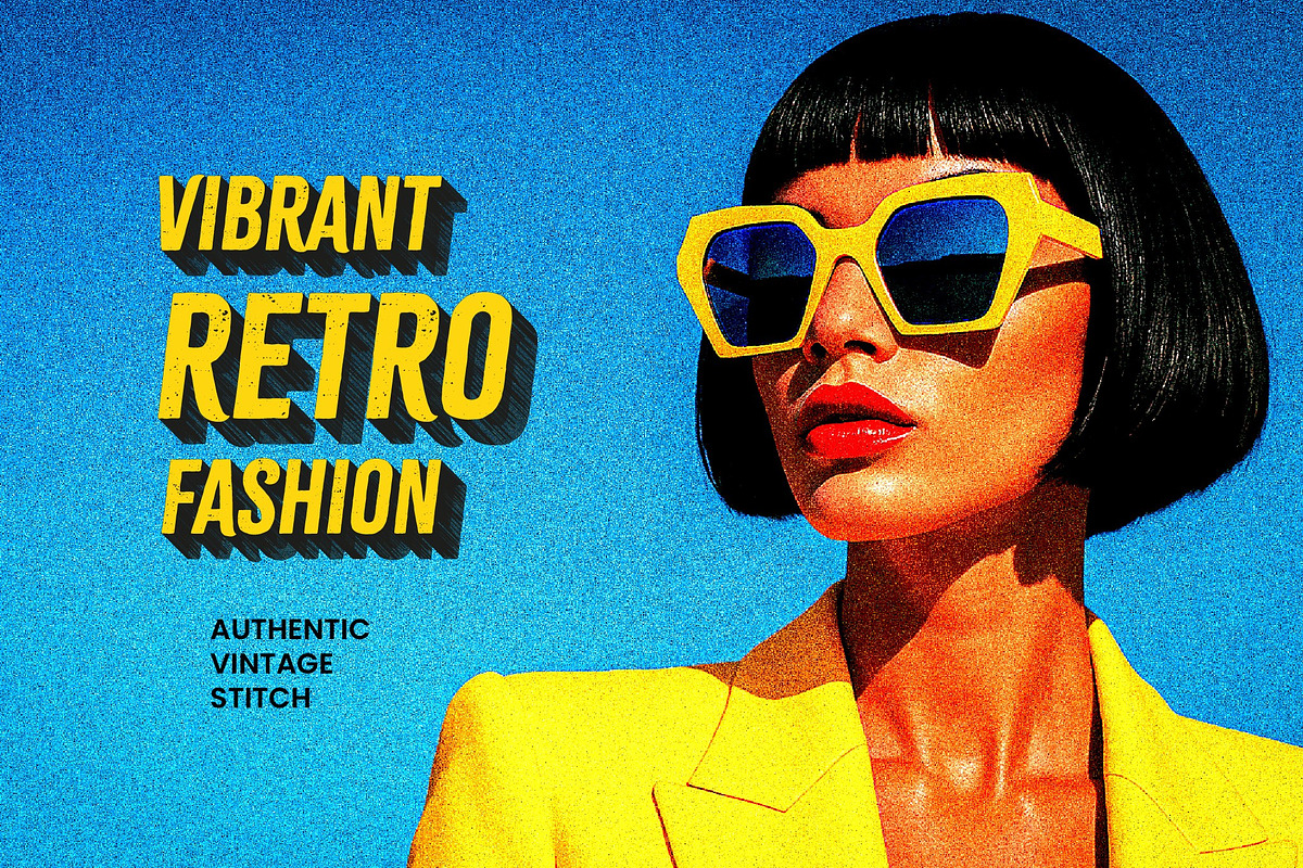 Vibrant Retro Fashion Mockup, a Layer Style Add-On by studiogstock (Photo 1 of 3)