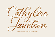 Cathylise Janetson Script Font, a Script Font by Storytype Studio (Thumbnail 1 of 16)