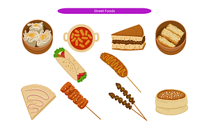 Street Foods, a Food Illustration by Creathub Studio