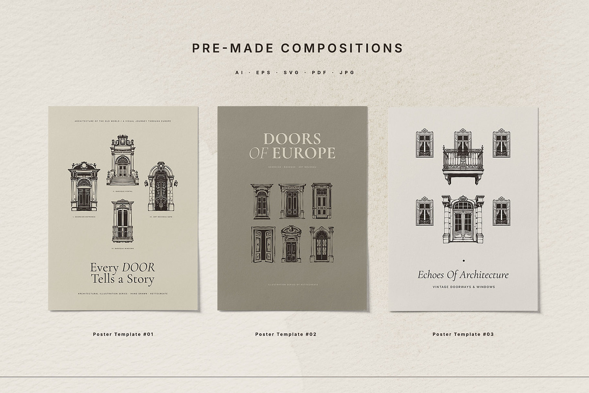 100 Architectural Door Illustrations, an Object Illustration by KetteCreate (Photo 12 of 14)