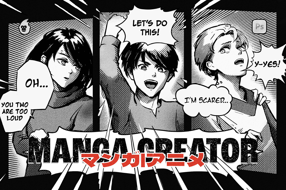 Manga Creator Brushes for Photoshop, a Brush Add-On by brushapes.com (Photo 1 of 10)
