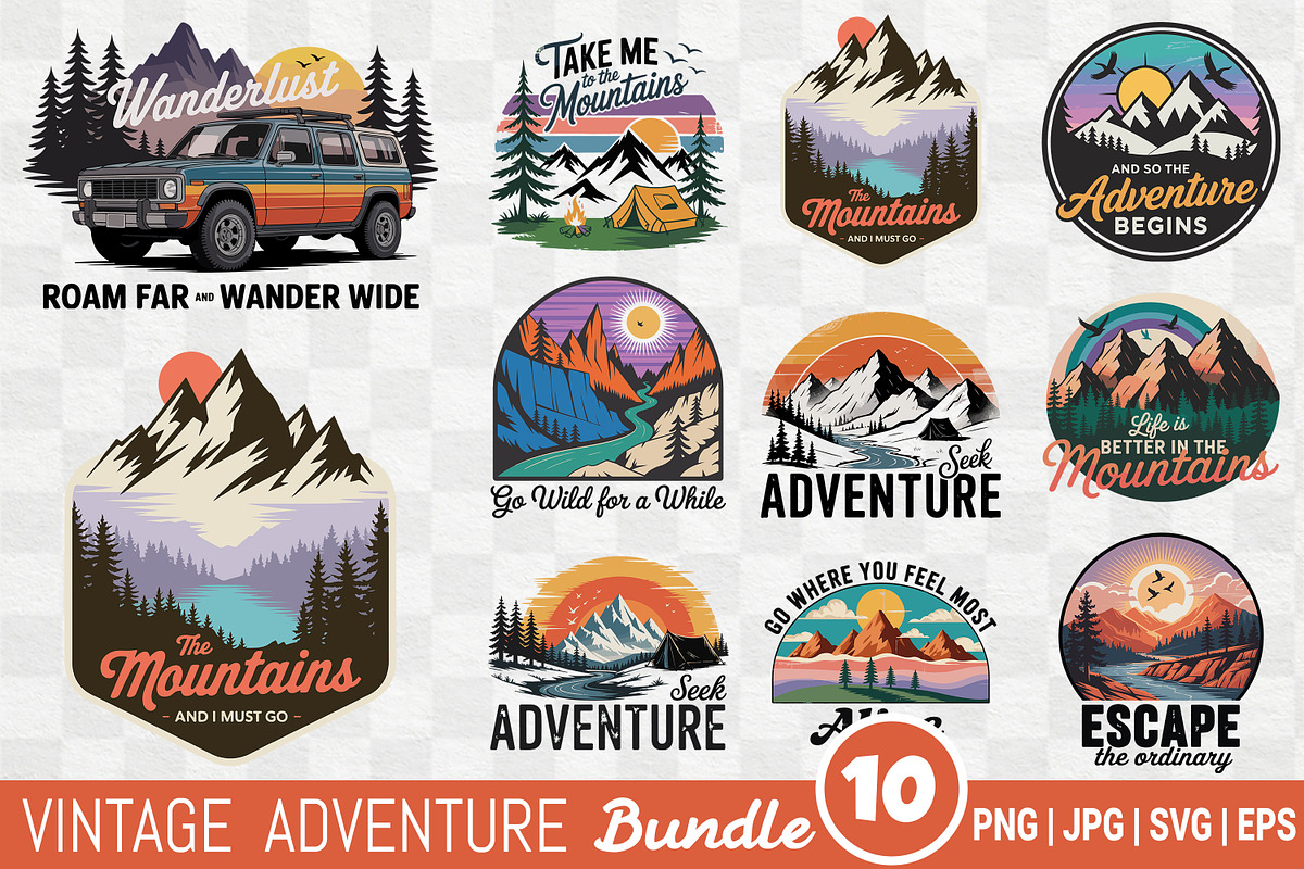 Vintage Mountain Adventure Bundle, an Illustration by Actual Pixel (Photo 1 of 11)
