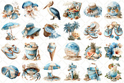 Watercolor Summer Beach Clipart, an Illustration by Black Bird Studio (Thumbnail 2 of 4)