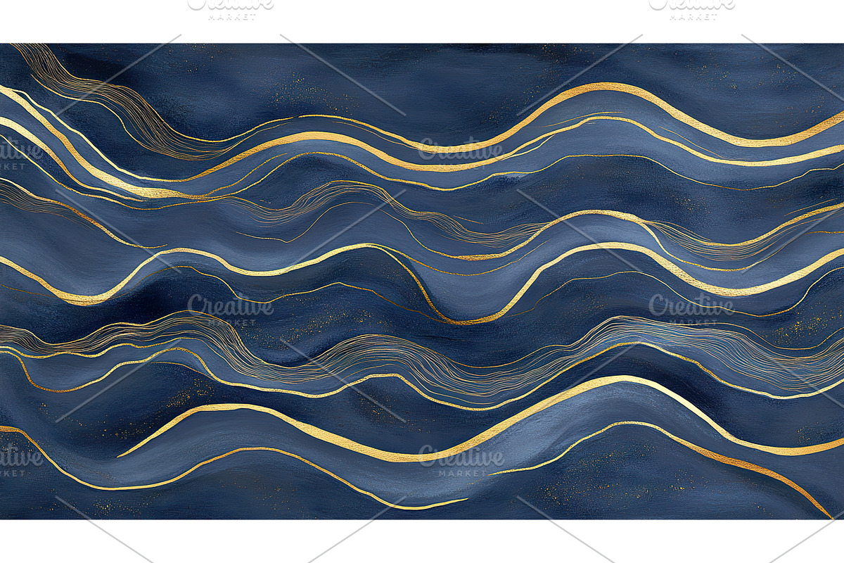 Elegant abstract waves with gold and, an Illustration by Lermont51
