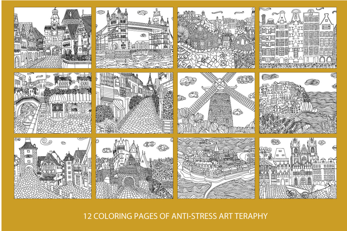 Cities coloring set - 12 pages, a Graphic by Lana Samokhina (Photo 14 of 14)