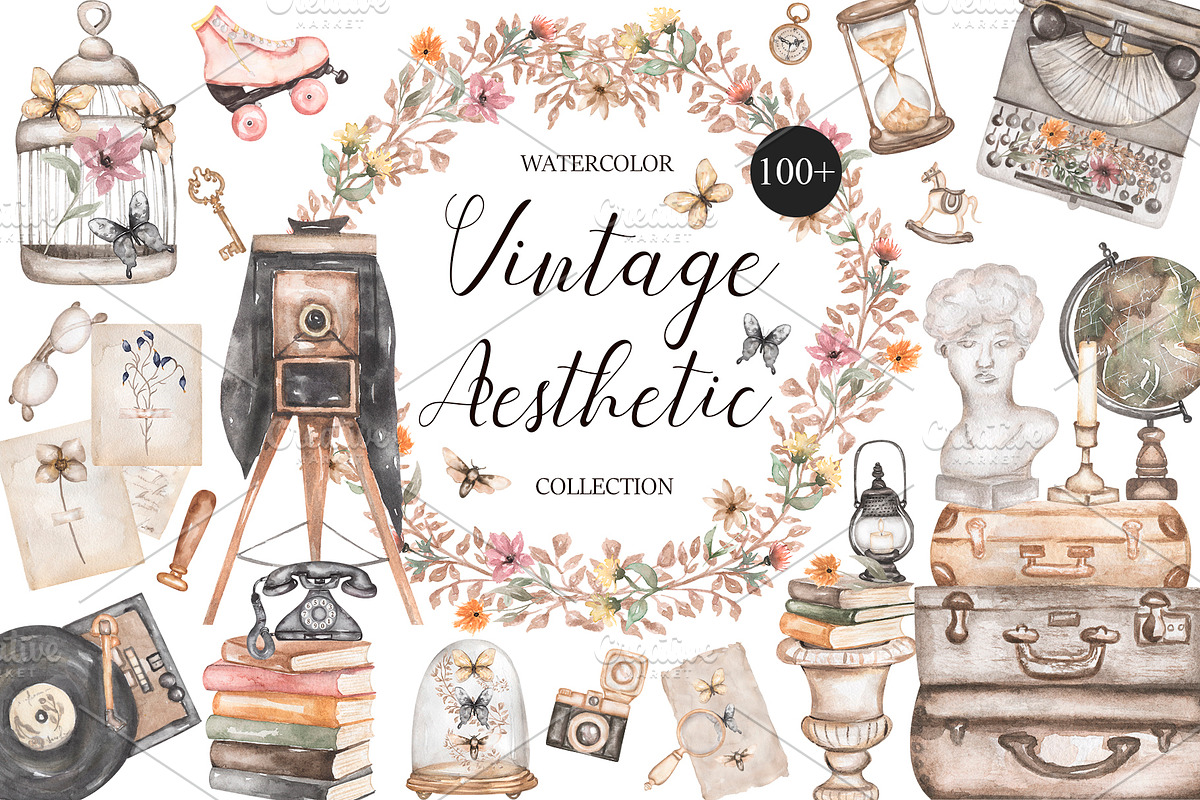 Watercolor Vintage Aesthetic, a Decorative Illustration by MayaNavits (Photo 1 of 15)