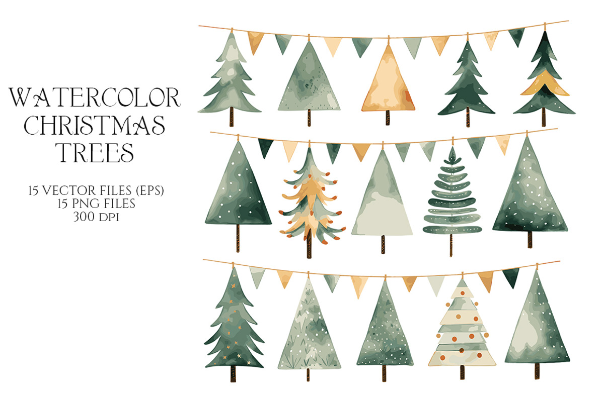 Watercolor Christmas pine trees, an Object Graphic by Evgeniia (Photo 3 of 3)