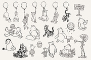 Winnie the Pooh Line Art Clipart, an Animal Illustration by SvetaArtStore (Thumbnail 5 of 9)