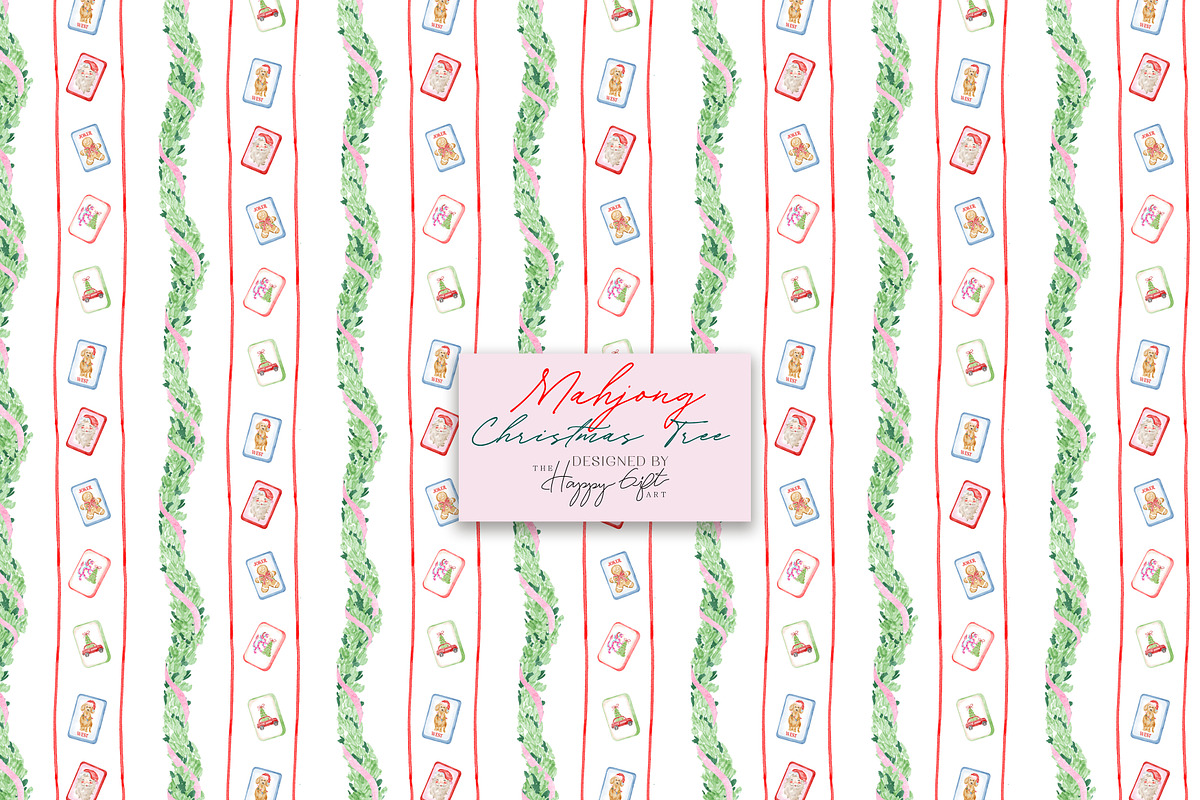 Mahjong Christmas Tree illustrations, a Decorative Illustration by TheHappyGiftArt (Photo 10 of 12)
