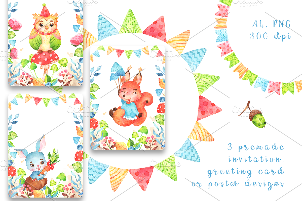 Autumn Woodland Party watercolor set, an Animal Illustration by Tatiana Troian (Photo 7 of 9)