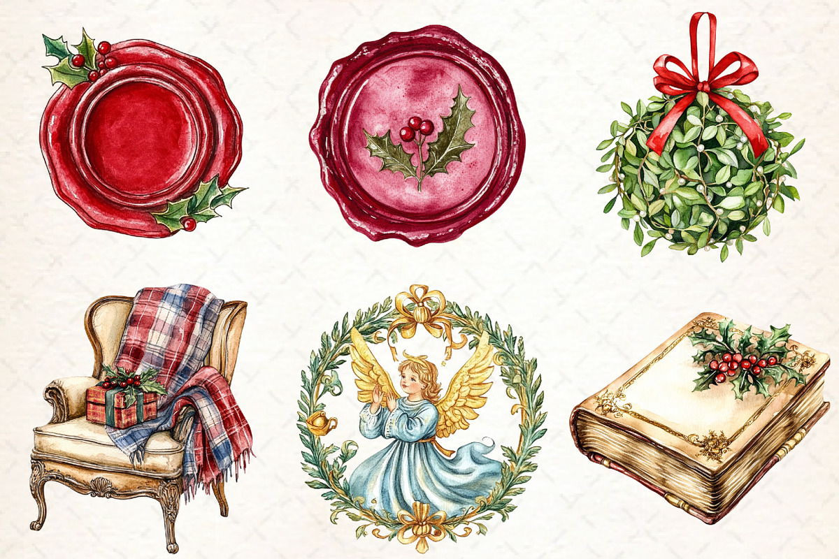 Victorian Christmas Clipart, an Illustration by Libby Wishes (Photo 6 of 9)