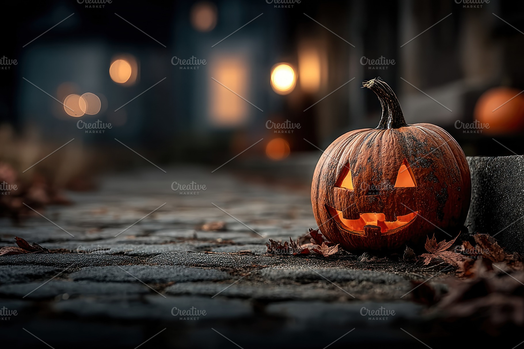 Scary Halloween Jack O'Lantern with Glowing Eyes and Evil Smile, a Holiday Photo by José Manuel Gelpi