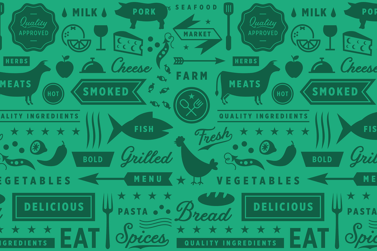 Food & Beverage Pattern, a Food Illustration by Steve Wolf Designs (Photo 2 of 3)