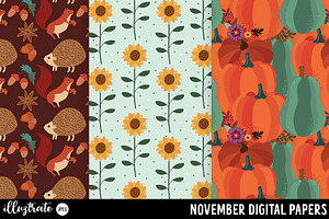 November Digital Paper Fall Patter