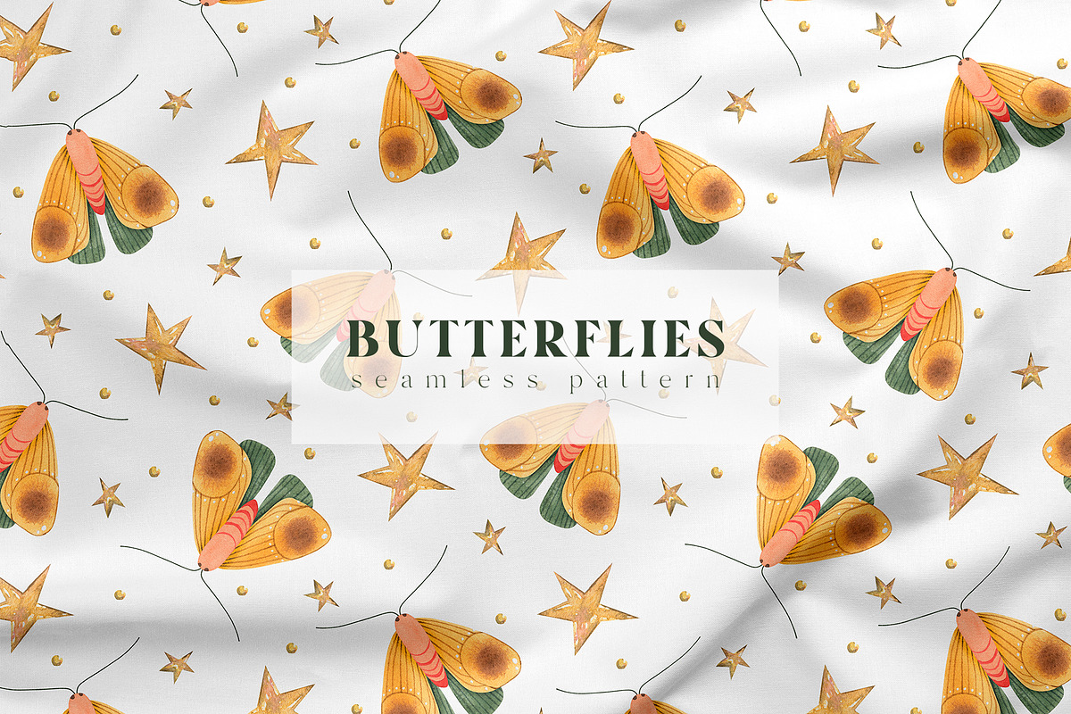 Butterfly seamless patterns, a Pattern Graphic by viktoriiavk (Photo 1 of 7)