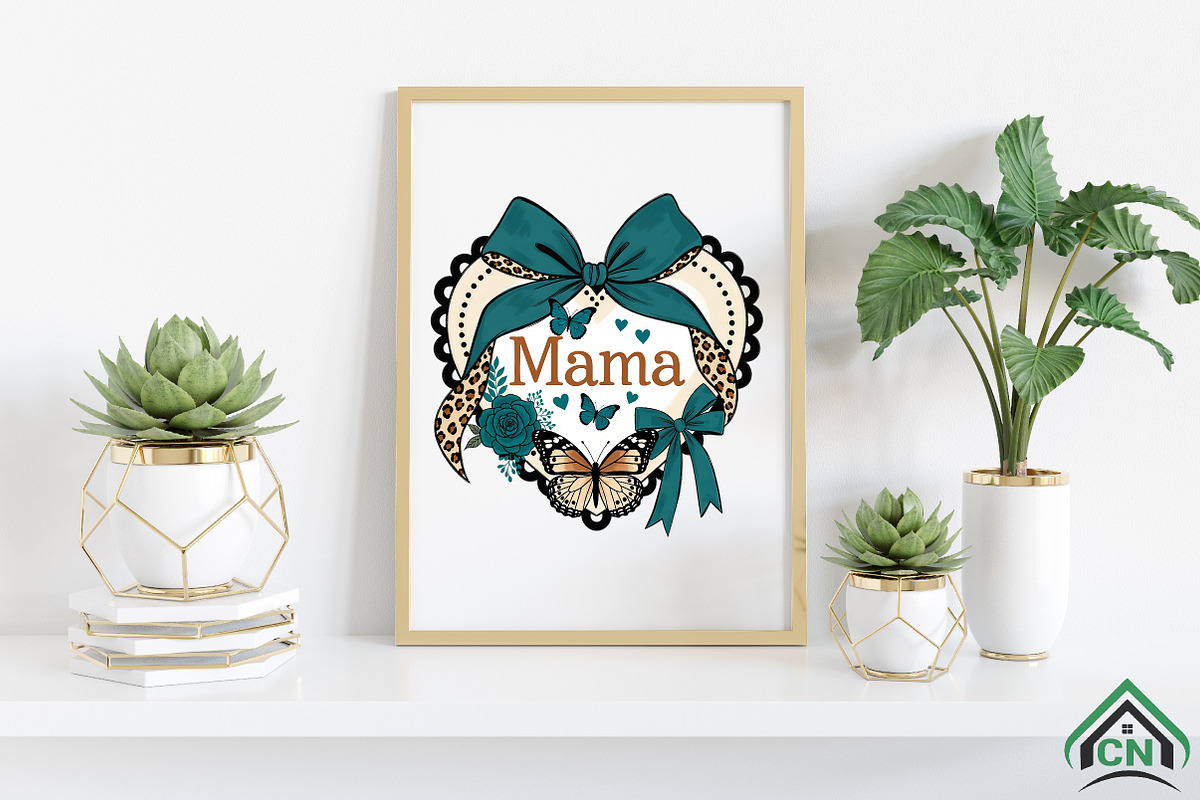 Mama Floral Leopard Bow PNG, an Illustration by Craft Nest (Photo 3 of 4)