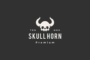 Skull Horn Bull Oni Hipster Vintage