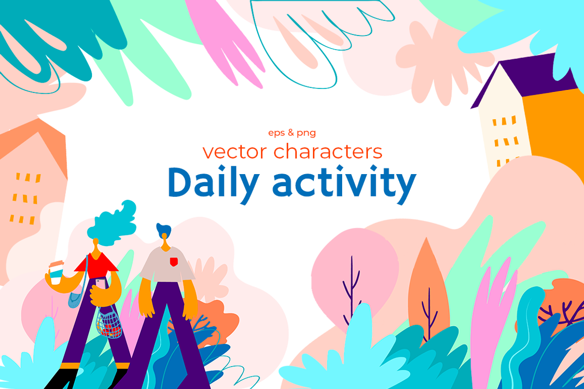Cartoon characters on daily activity, a Person Illustration by PixelAesthetic (Photo 1 of 7)