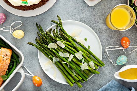Roasted asparagus with parmesan, a Food & Drink Photo by farwasser