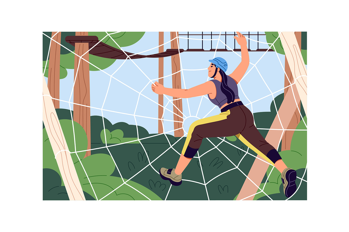 People in rope park with zip line, a Sport Illustration by PaperTrident (Photo 5 of 5)