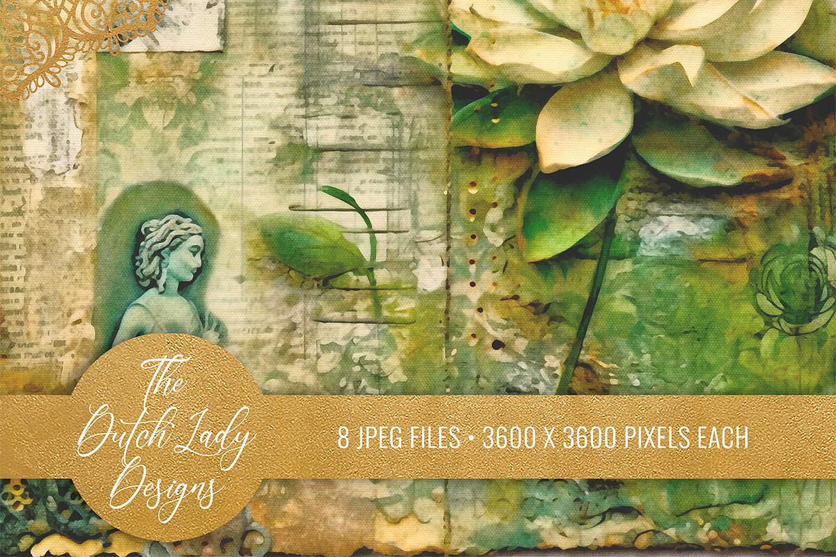 Floral Junk Journal Paper Set, a Texture Graphic by The Dutch Lady Designs