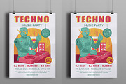 Techno Music Party Flyer, a Flyer Template by serapika (Thumbnail 3 of 3)