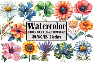 Summer Folk Florals Botanicals, an Illustration by Design Market