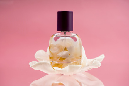 Transparent bottle of perfume