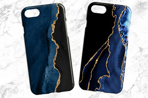 Navy & Gold Agate Watercolor Texture