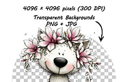 Whimsical Dogs Floral Clipart Spring, a Graphic by one-touch (Thumbnail 6 of 19)