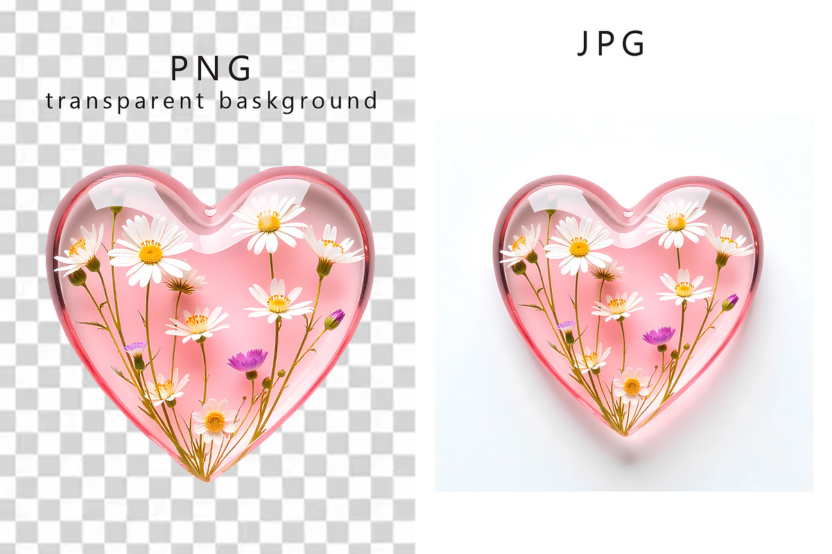 Glass Heart Flowers Clip Art, a Decorative Illustration by TetianaArt (Photo 6 of 10)