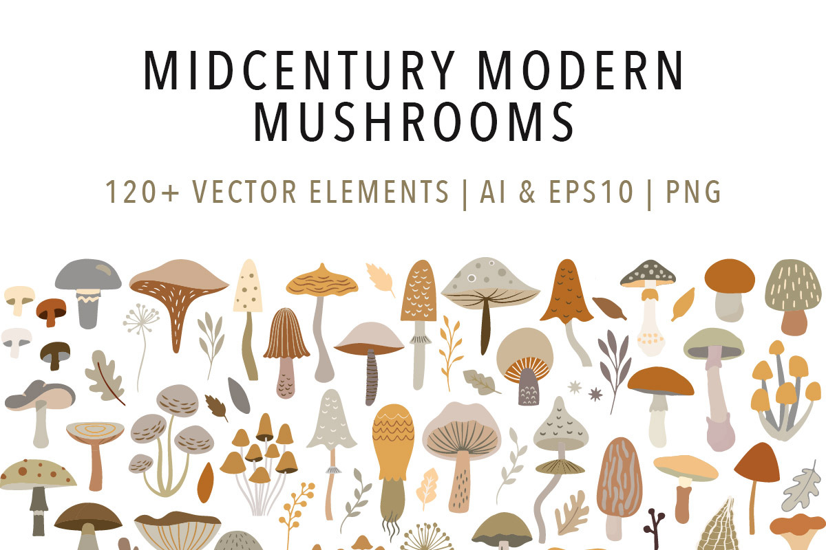 Mid Century Modern Mushrooms, an Object Illustration by Jennadesigns (Photo 12 of 16)