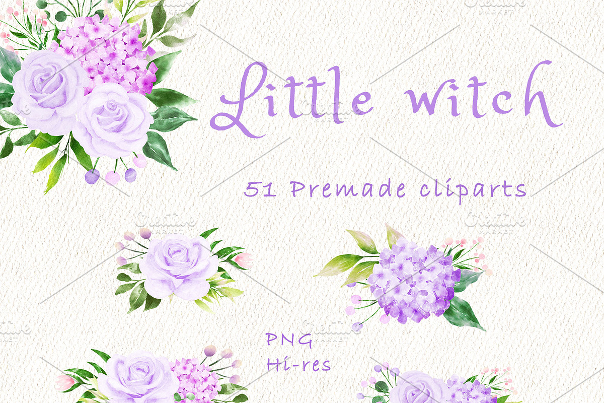 Little witch - Halloween clipart, a Decorative Illustration by heyiamalice (Photo 2 of 13)