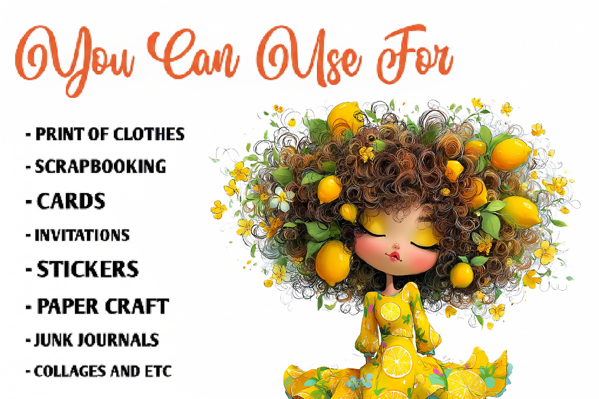 Whimsical lemon Girl Clip Art, an Illustration by CreationArt (Photo 2 of 7)