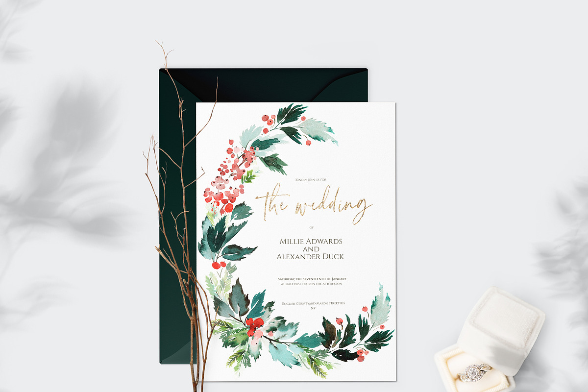 Christmas Watercolour Set | 90 PNG, a Card Template by Karma (Photo 2 of 12)