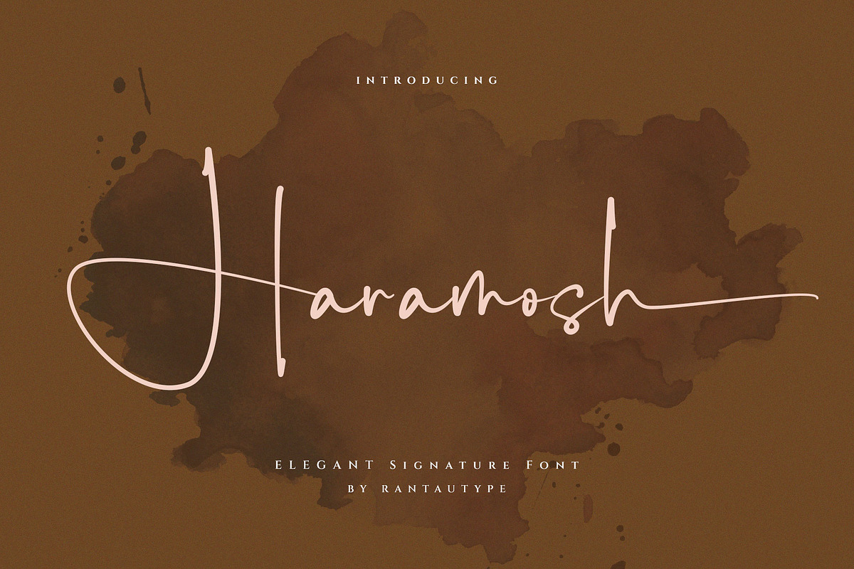 Haramosh - Elegant Signature Font, a Script Font by RantautypeStudio (Photo 1 of 16)