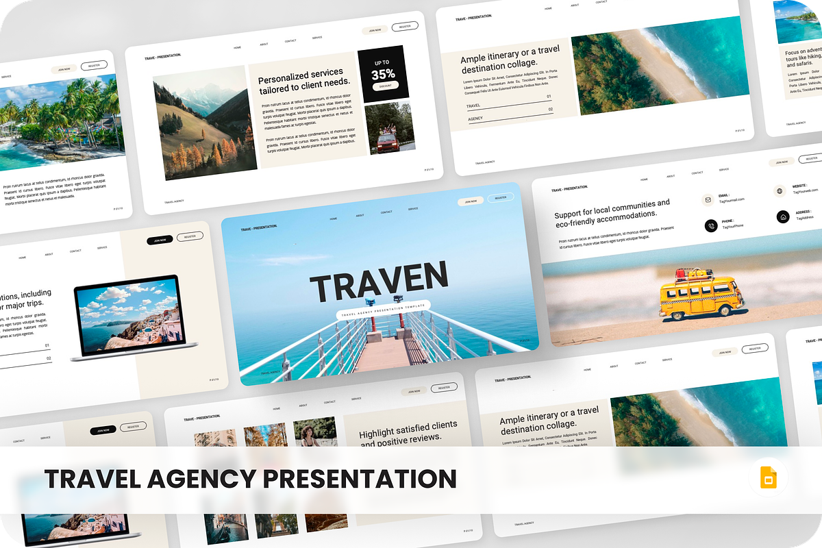 Traven - Travel Agency Google Slide, a Presentation Template by SquidPixey (Photo 1 of 6)
