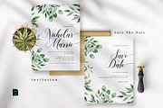 Greenery Wedding Invitation Set, an Invitation Template by Azka Creative (Thumbnail 2 of 5)