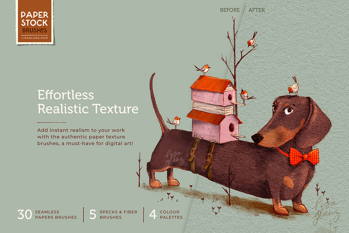 Seamless Paper Texture Brushes, a Brush Add-On by Lisa Glanz (Photo 2 of 15)
