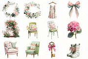 Preppy Cottage Clipart Vintage Garde, an Illustration by Designworld (Thumbnail 4 of 5)